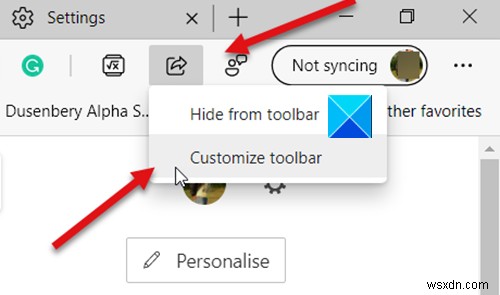 Microsoft Edge  공유 중  알림 메시지 비활성화하는 방법