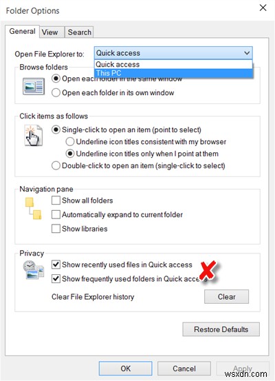 Windows 11/10 파일 탐색기에서 빠른 액세스(Quick Access) 켜고 끄는 방법