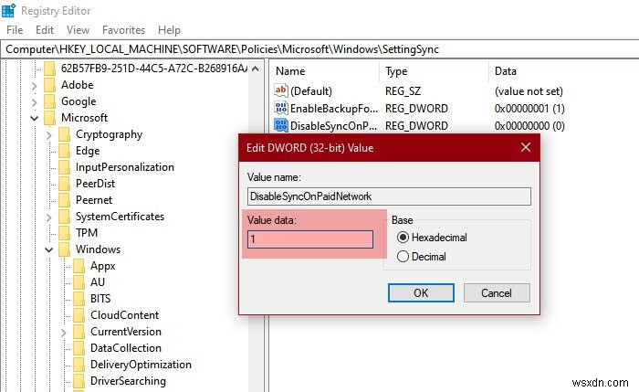 Windows 10에서 측정 연결 시 설정 동기화 켜기 또는 끄는 방법