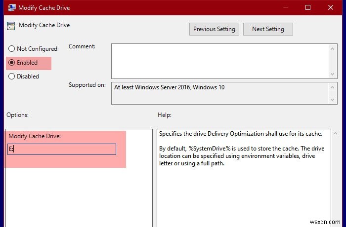 Windows 10에서 배달 최적화 캐시 드라이브 위치를 변경하는 방법
