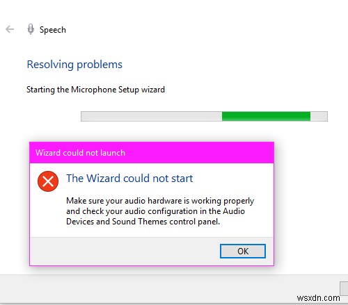 Windows 10에서 마법사를 시작할 수 없습니다 마이크 오류 해결 방법