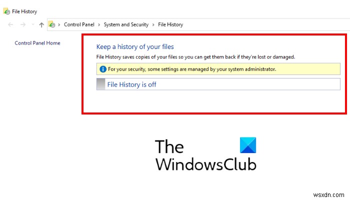 GPEDIT 또는 REGEDIT로 Windows 10 파일 기록(File History) 백업 영구 비활성화하기