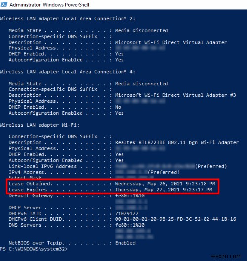 Windows 11/10에서 DHCP 임대 시간 확인 및 변경하는 방법