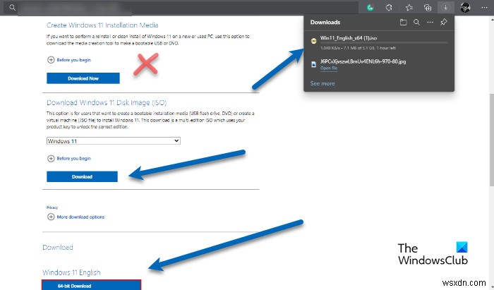 미디어 생성 도구 없이 Windows 11/10 ISO 파일을 직접 다운로드하는 방법
