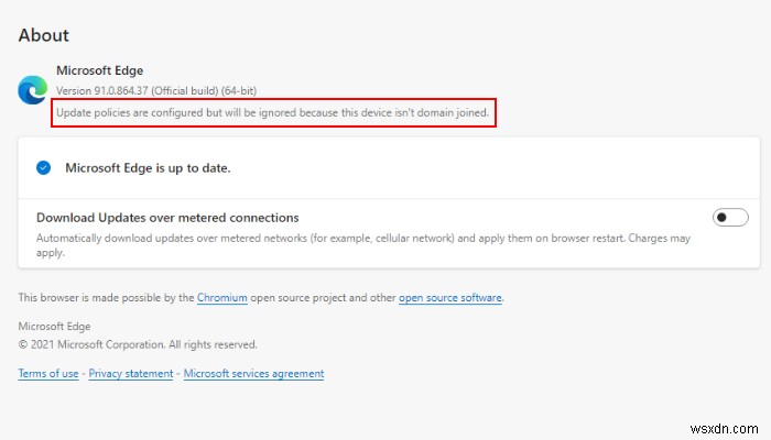 Microsoft Edge  업데이트 정책이 구성되었지만 이 장치가 도메인에 가입되어 있지 않아 무시됩니다  메시지 의미와 해결 방법