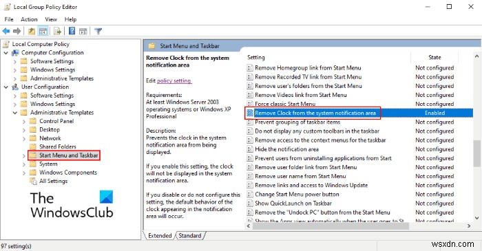 Windows 10 작업 표시줄에서 시계와 날짜 숨기는 방법