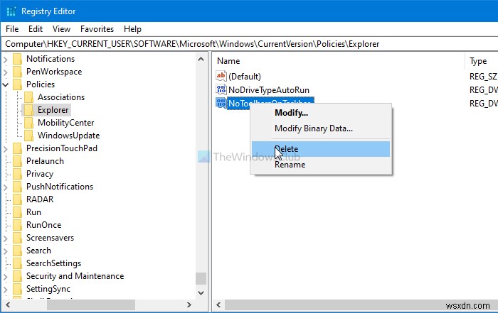 Windows 10 작업 표시줄 우클릭 메뉴에서  도구 모음  옵션 표시 또는 숨기기