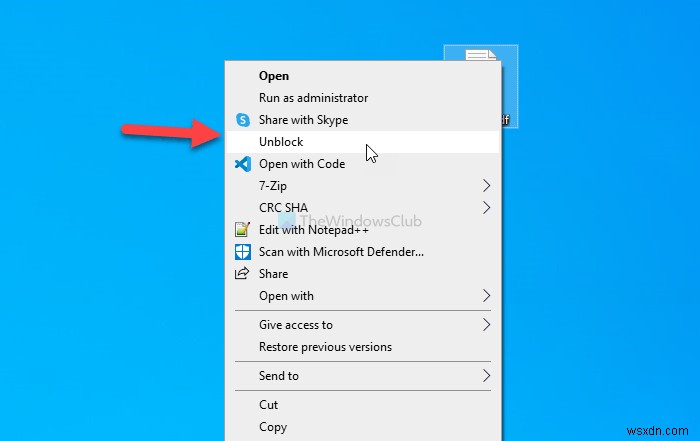 레지스트리로 Windows 10 우클릭 메뉴에 차단 해제 옵션 추가하는 방법