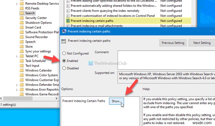 Windows 10 검색 색인에서 특정 폴더 경로의 인덱싱을 차단하는 방법