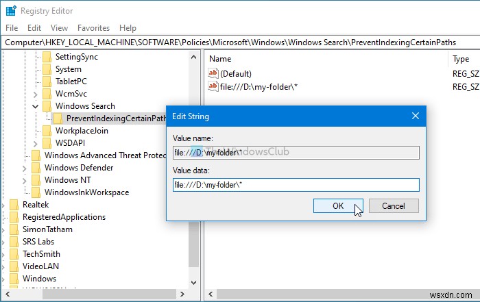Windows 10 검색 색인에서 특정 폴더 경로의 인덱싱을 차단하는 방법