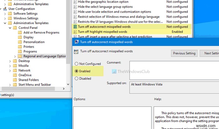 Windows 11/10에서 자동 고침 및 맞춤법 오류 강조 기능 켜기·끄기 방법 (설정, 그룹 정책, 레지스트리)