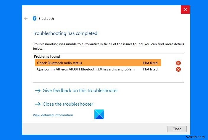 Windows 블루투스 문제 해결사  블루투스 라디오 상태 확인 – 수정되지 않음  오류 해결 방법