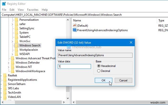 Windows 10에서 고급 검색 인덱싱 옵션을 비활성화하는 방법