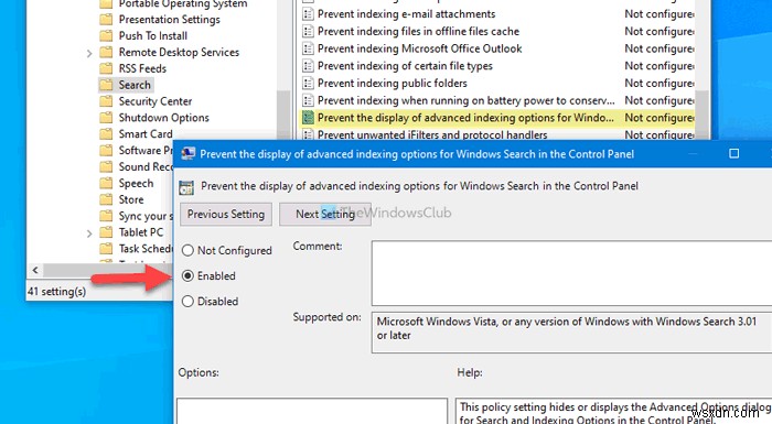 Windows 10에서 고급 검색 인덱싱 옵션을 비활성화하는 방법