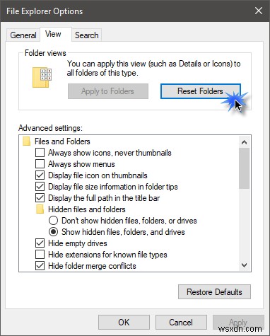 Windows 11/10에서 폴더 보기 설정을 재설정하는 방법