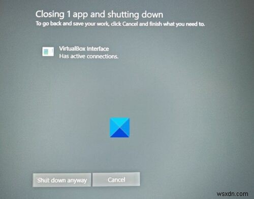 VirtualBox 인터페이스 활성 연결 오류로 PC가 종료되지 않을 때 해결 방법