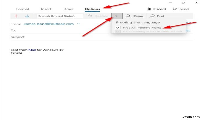 Windows 10 메일 앱에서 자동 고침 및 맞춤법 검사 비활성화하는 방법