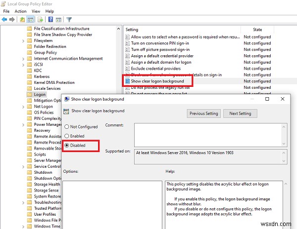 Windows 11/10 로그인 화면의 흐린 배경(아크릴 블러) 효과 끄는 방법
