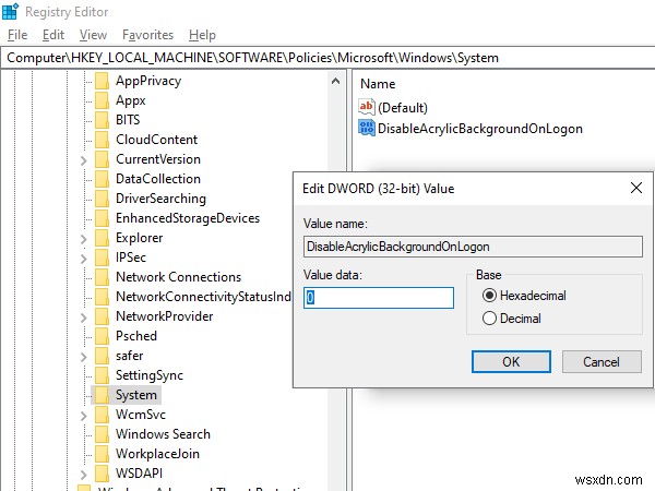 Windows 11/10 로그인 화면의 흐린 배경(아크릴 블러) 효과 끄는 방법