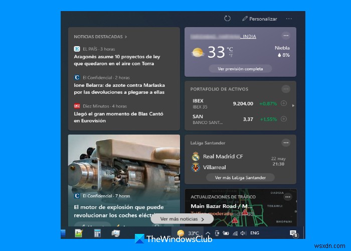 Windows 11/10에서 작업 표시줄 뉴스 및 관심사 피드 언어 변경하는 방법
