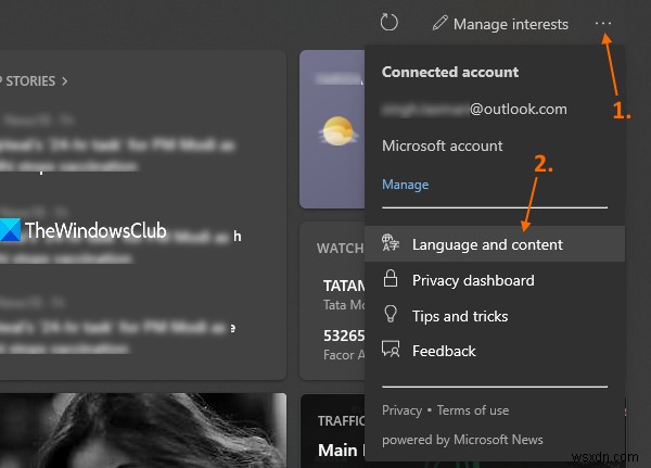 Windows 11/10에서 작업 표시줄 뉴스 및 관심사 피드 언어 변경하는 방법