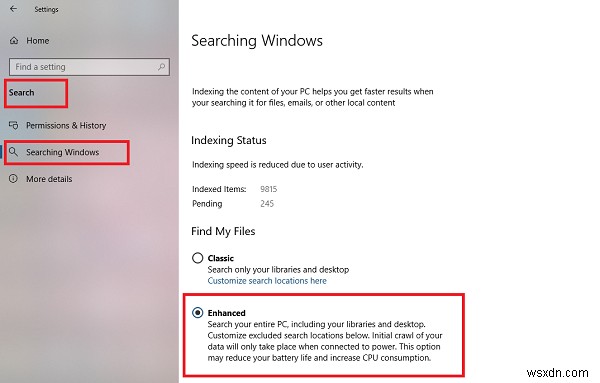 Windows 11/10에서 향상된 검색 모드 활성화하는 방법
