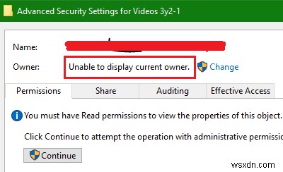 Windows 11/10에서  현재 소유자를 표시할 수 없음  오류 해결 방법