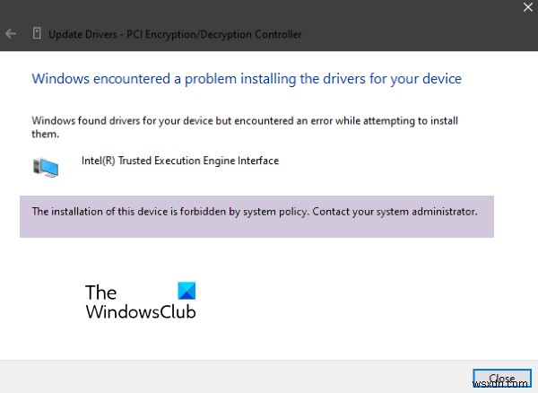 Windows 이 장치의 설치는 시스템 정책에 의해 금지되었습니다 오류 해결 방법