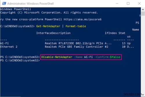 Windows 10에서 명령 프롬프트(CMD) 또는 PowerShell로 Wi-Fi 비활성화하는 방법