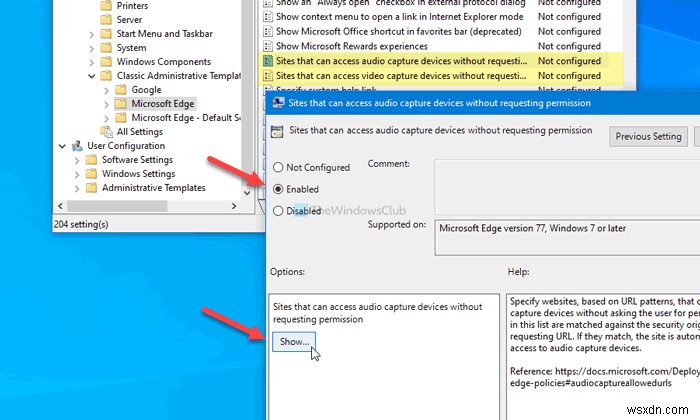 Microsoft Edge에서 오디오·비디오·화면 캡처 켜고 끄는 방법 (GPEDIT·REGEDIT)