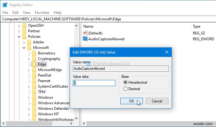 Microsoft Edge에서 오디오·비디오·화면 캡처 켜고 끄는 방법 (GPEDIT·REGEDIT)