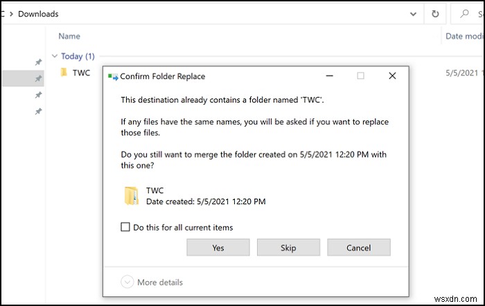 Windows 10에서 파일·폴더 복사 및 이동 시 중복 경고가 나타나지 않을 때 해결 방법