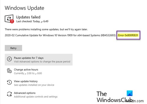 Windows 업데이트 오류 0x800f0831 완벽 해결 가이드
