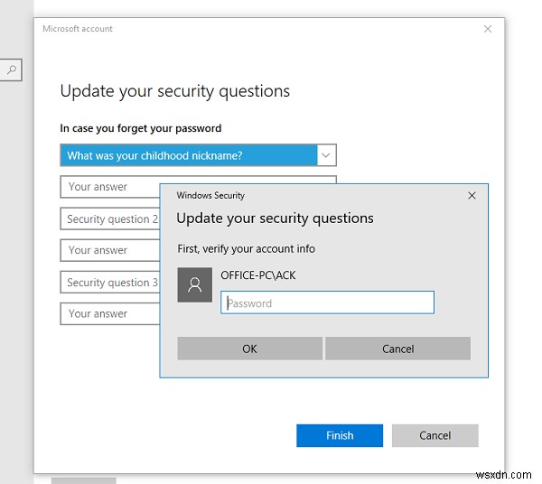 Windows 11/10 로컬 계정 암호, 보안 질문으로 간편하게 재설정하는 방법