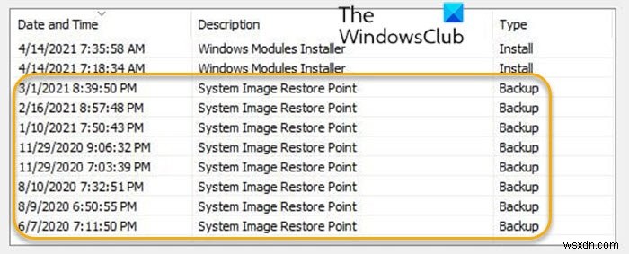 Windows 10 시스템 복원에서 시스템 이미지 복원 지점 삭제하는 방법