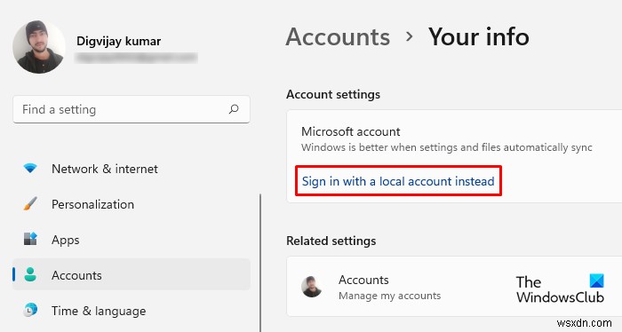 Windows 11/10에서 Microsoft 계정을 로컬 계정으로 전환하는 방법