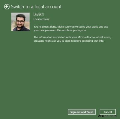 Windows 11/10에서 Microsoft 계정을 로컬 계정으로 전환하는 방법