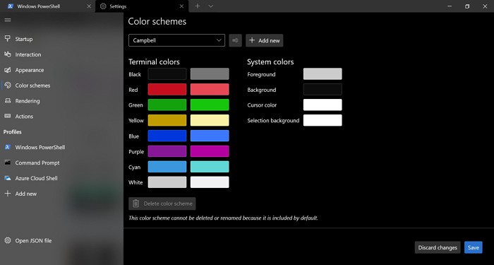 Windows 터미널에서 기본 색 구성표 변경하는 방법