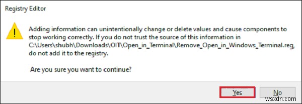Windows 11/10 컨텍스트 메뉴에  Windows 터미널에서 열기  추가·제거하는 방법