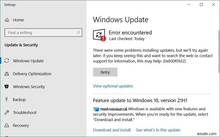 Windows 10 업데이트 오류 0x800F0922 해결 방법 총정리