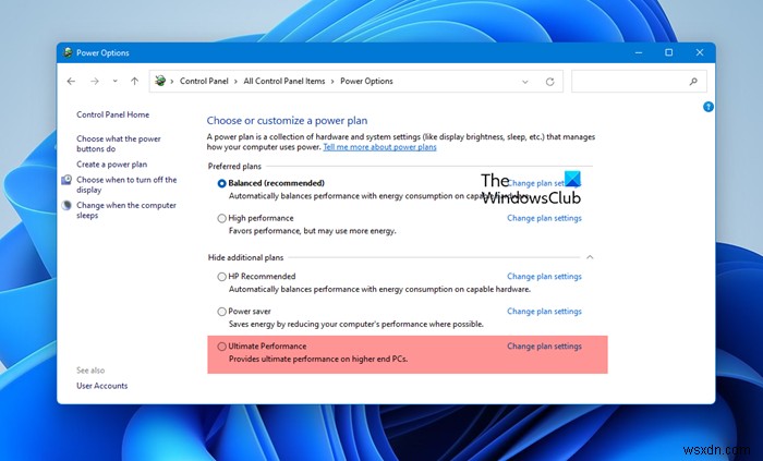 Windows 11/10에서 궁극의 성능 전원 계획(Ultimate Performance) 활성화하는 방법