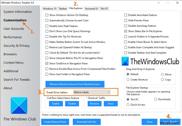 Windows 11/10 파일 탐색기에서 드라이브 문자를 이름 앞에 먼저 표시하는 방법