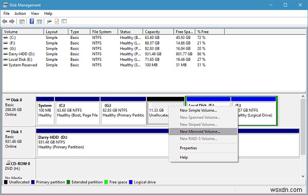 Windows 11/10에서 실시간 하드 드라이브 백업을 위한 미러 볼륨 생성 방법