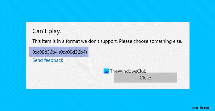 Windows 10 동영상 재생 오류 0xc00d36b4 지원하지 않는 형식 해결 방법