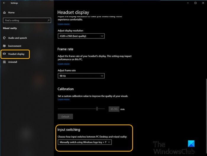 Windows 10에서 데스크톱과 Windows Mixed Reality 입력 전환 방식 변경하는 방법