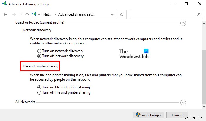 Windows 11/10에서 파일 및 프린터 공유 켜고 끄는 방법