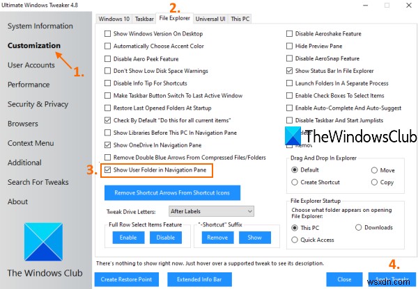 Windows 10 파일 탐색기 탐색 창에 사용자 프로필 폴더 추가하는 방법