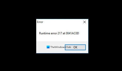 Windows 11/10에서 런타임 오류 217 해결하는 방법