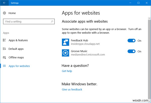 Windows 11/10 웹 사이트용 앱 기능으로 링크를 앱 또는 브라우저에서 여는 방법
