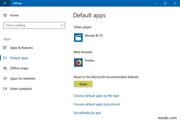 Windows 11/10에서 모든 앱 및 파일 연결을 기본값으로 재설정하는 방법